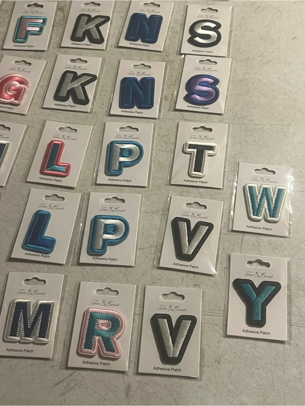 Alphabet Letter Adhesive Patches - Blue, Pink, Teal, Yellow, Gray #4